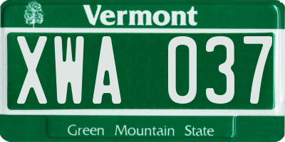 VT license plate XWA037