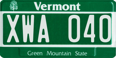 VT license plate XWA040