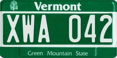 VT license plate XWA042