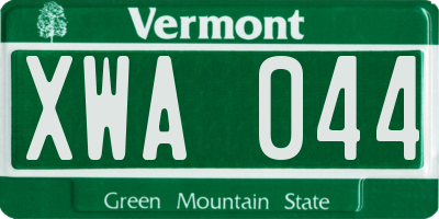 VT license plate XWA044