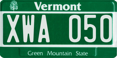 VT license plate XWA050