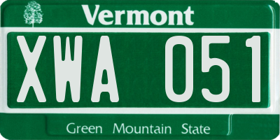 VT license plate XWA051