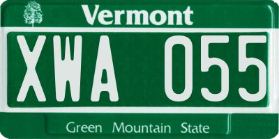 VT license plate XWA055
