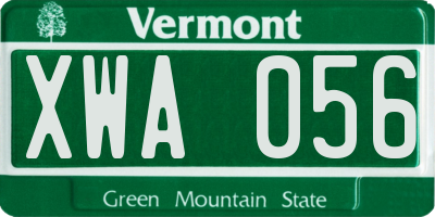 VT license plate XWA056