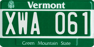 VT license plate XWA061