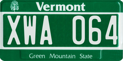 VT license plate XWA064