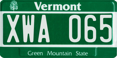 VT license plate XWA065