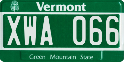 VT license plate XWA066