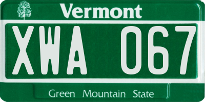 VT license plate XWA067