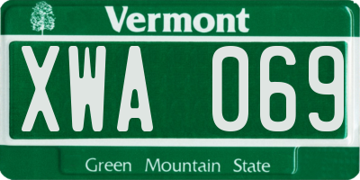 VT license plate XWA069