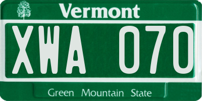 VT license plate XWA070