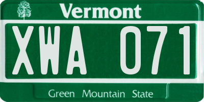 VT license plate XWA071