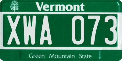 VT license plate XWA073