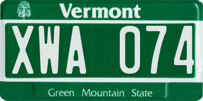 VT license plate XWA074