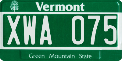 VT license plate XWA075