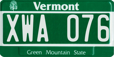 VT license plate XWA076