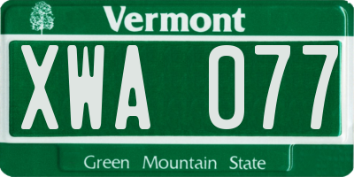 VT license plate XWA077