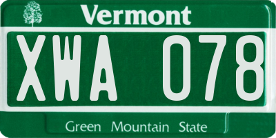 VT license plate XWA078