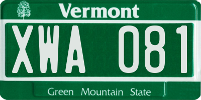 VT license plate XWA081