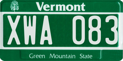 VT license plate XWA083