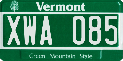 VT license plate XWA085