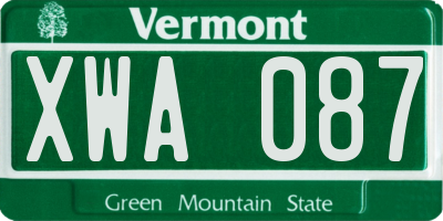 VT license plate XWA087