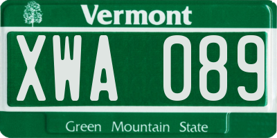 VT license plate XWA089