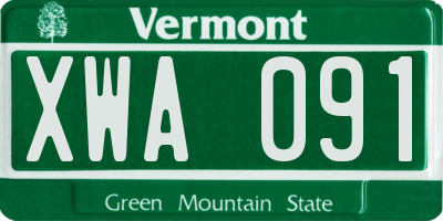 VT license plate XWA091
