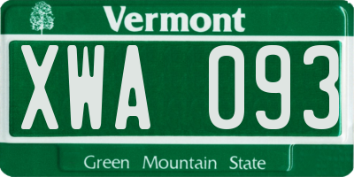 VT license plate XWA093