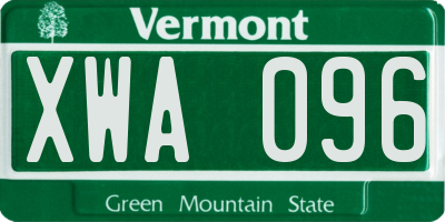 VT license plate XWA096
