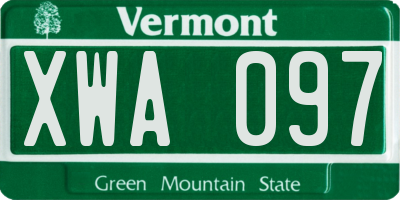 VT license plate XWA097