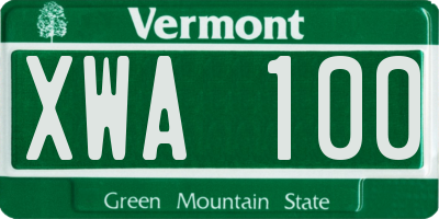 VT license plate XWA100