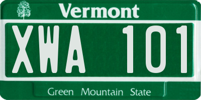 VT license plate XWA101