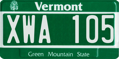 VT license plate XWA105
