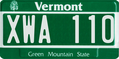 VT license plate XWA110