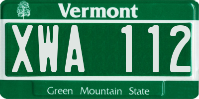 VT license plate XWA112