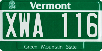 VT license plate XWA116