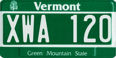 VT license plate XWA120