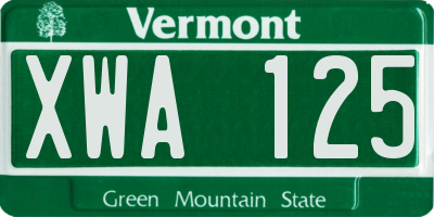 VT license plate XWA125