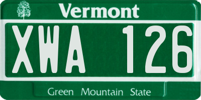 VT license plate XWA126