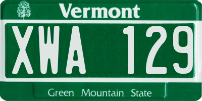 VT license plate XWA129