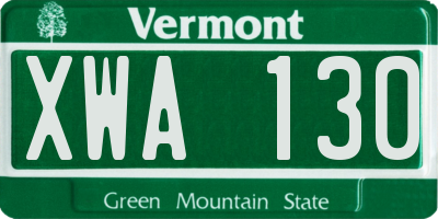 VT license plate XWA130