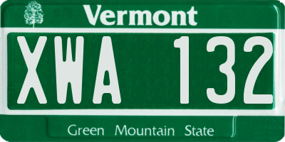 VT license plate XWA132