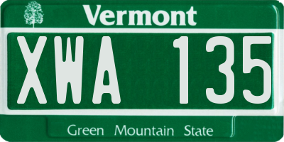 VT license plate XWA135