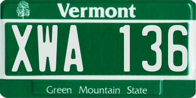 VT license plate XWA136