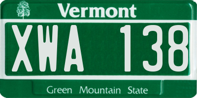 VT license plate XWA138