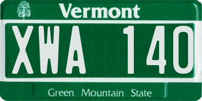 VT license plate XWA140