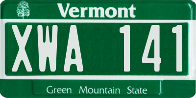 VT license plate XWA141