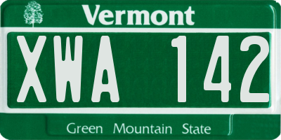 VT license plate XWA142