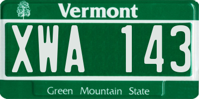 VT license plate XWA143